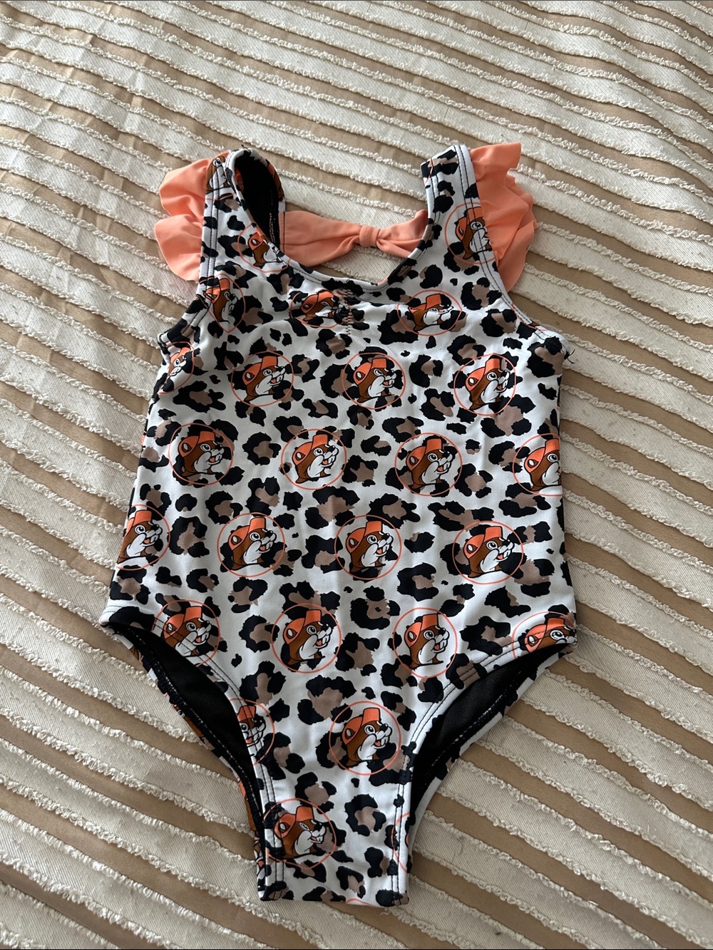 Kids One-Piece Swim Suit with Coral Ruffle Shoulders